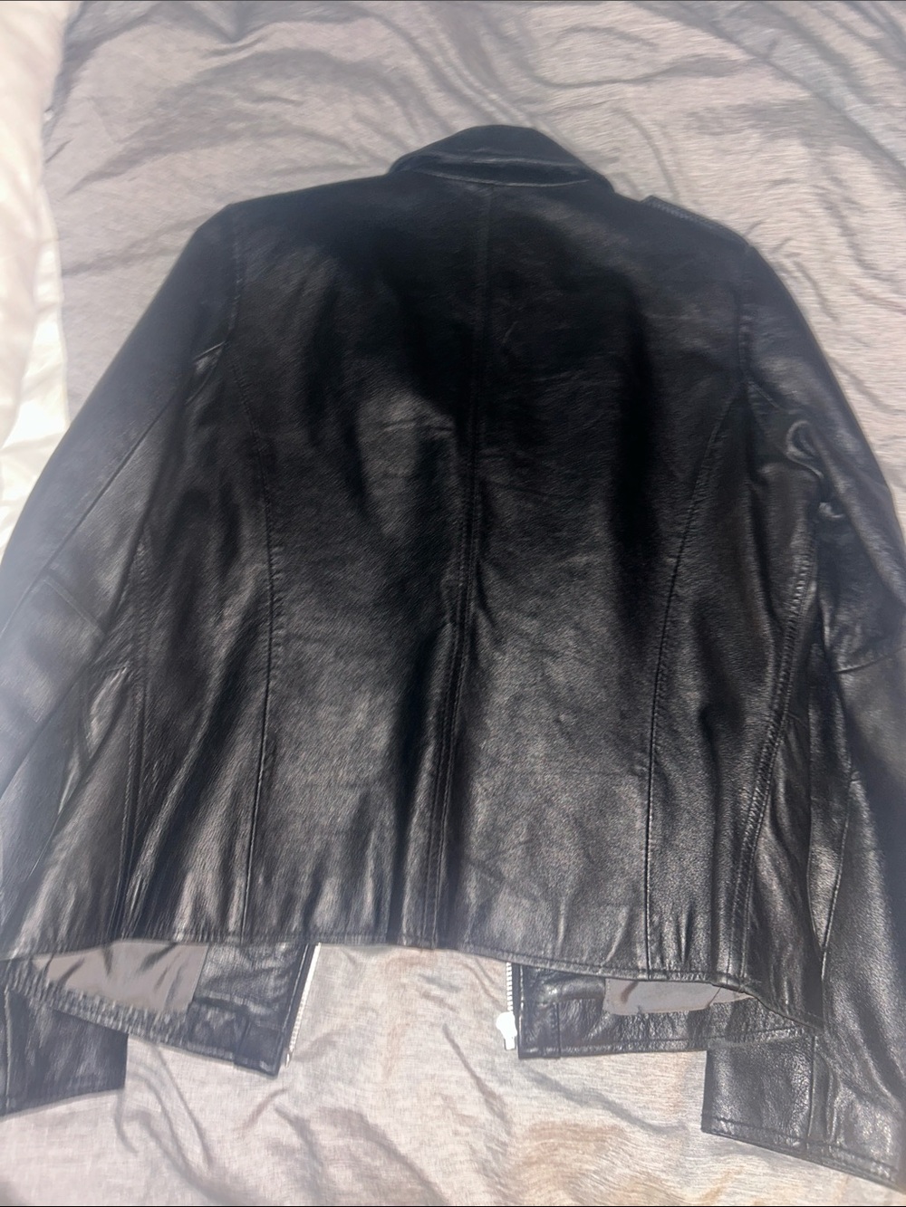 Kenneth Cole Reaction Black Leather Zip Pocket Jacket - Picture 4 of 4